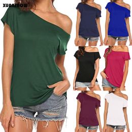 Femmes TShirt XUANSHOW Mode t-shirt Casual Hors Épaule À Manches Courtes T-shirts Lâche Été Tops Tee Shirt Femmes Vêtements 230518