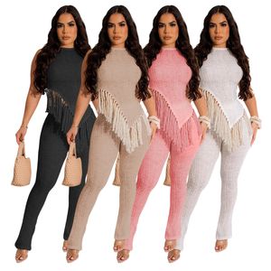 Trimes d'été tricots d'été pour femmes en deux pièces 2 pcs blancs noirs rose rose débardeur asymétrique