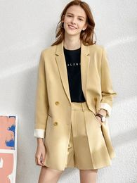 Pantalon deux pièces pour femme Amii Minimalisme Veste Printemps Bureau Lady Blazer Femmes Vneck Tanks pantalon Femme Shorts Vendus Séparément Blazers 12260069 231206