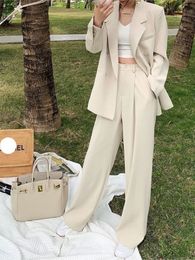 Dames tweedelige broek Bella dames kantoor wit pak twope oce uit elegante blazer vrouwelijke set casual losse jas werkkleding 230216