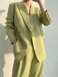 Dames tweedelige broek mode elegante zakelijke dames broek suite kantoor slanke vintage formele blazer broekpaks femme casual kleding stukken set 230202