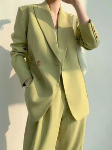 Dames tweedelige broek mode elegante zakelijke dames broek suite kantoor slanke vintage formele blazer broekpaks femme casual kleding stukken set 230209