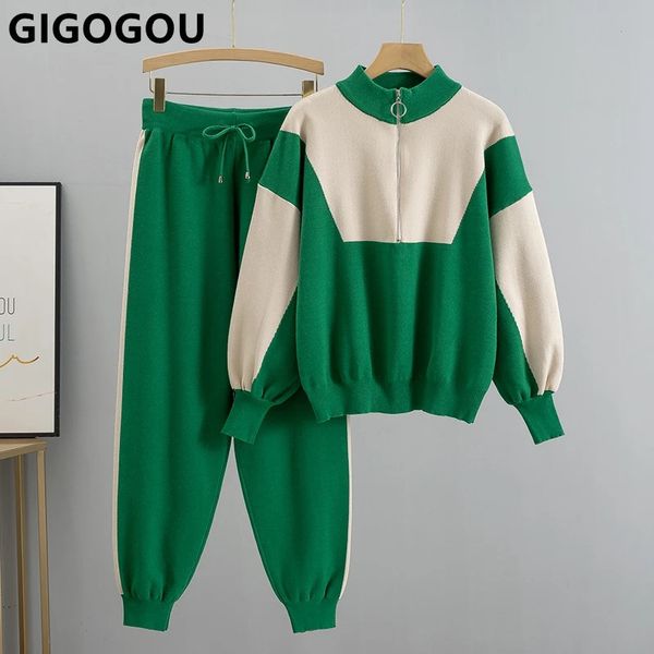 GIGOGOU – pantalon deux pièces pour femme, survêtement tricoté, ensemble pantalon arrière à la mode, 22 couleurs Cube Lday, vêtements de sport, automne, 231201