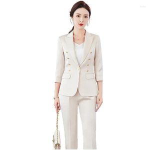 Pantalons à deux pièces pour femmes de haute qualité Femmes Femmes Formelles Business Signiques avec et vestes Coat 2023 Spring Ol Styles Drop D Otrya