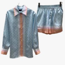 Dames tweedelige broek lente zomer mode slank casual blauw leeftijd shirt kleine broek set 230720