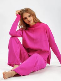 Pantalon deux pièces pour femmes, ensemble chaud 2 pièces tricoté à manches longues, haut et manteau de suivi CHIC 231129