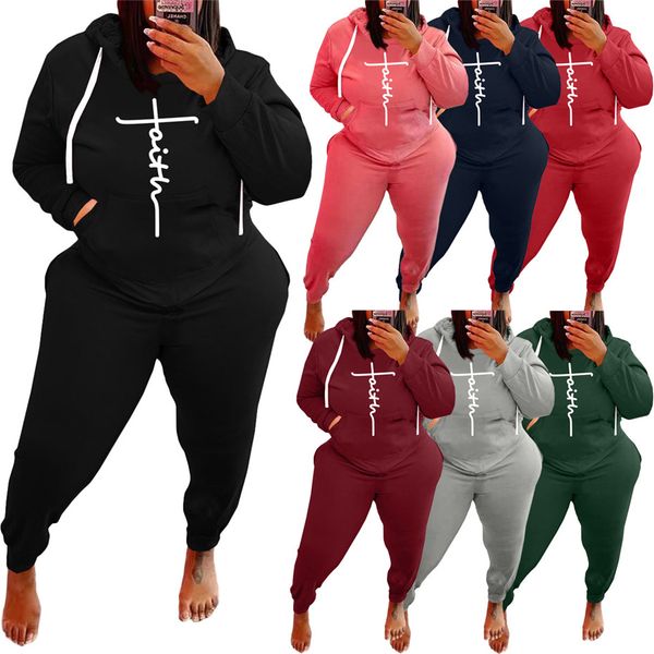 Moda mujer chándales Maxi conjunto de dos piezas ropa deportiva sudaderas con capucha de manga larga jogging Sportsuit para damas Casual K8436