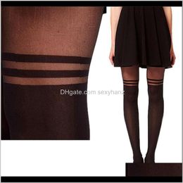 Sous-vêtements pour femmes vêtements livraison directe acheter 2021 collants jarretelles bas collants minces femmes sexy gothique fille rayé motif chaussettes Hos