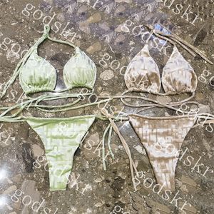 Dames fluwelen bikini designer badmode set brief gedrukt badpak mode halter badpak voor dames