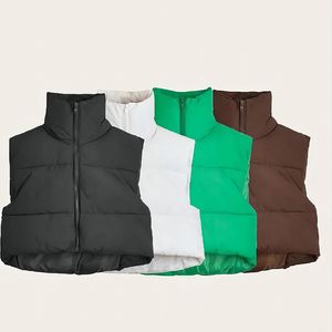 Femmes gilets mode automne col montant élégant vers le bas manteaux chauds vêtements d'extérieur ceinture décontractée sans manches hiver femmes vestes 231129