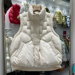 Gilets pour femmes Lagabogy hiver col montant gilet veste gonflable chaud 90% duvet de canard blanc débardeur Parkas lâche sans manches 231122
