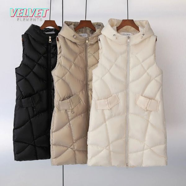 Womens Vests V E haute qualité femmes hiver Long gilet coton rembourré chaud vêtements d'extérieur femme dames élégant gilet sans manches veste 231122