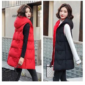 Femmes gilets veste d'hiver femmes sans manches à capuche rembourré Super manteaux mode coréenne Cardigan en gros 231122