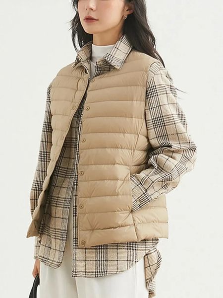 Débardeur ultraléger pour femme, veste courte, manteau à taille Portable, chaud, sans manches, Ultra fin, hiver, 231122