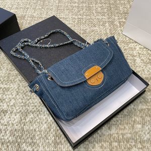 dames vintage jean materiaal handtas casual boodschappentassen retro blauw denim schoudertas designer cowboy keten crossbody tassen voor vrouw creatieve flap handtas dhgate