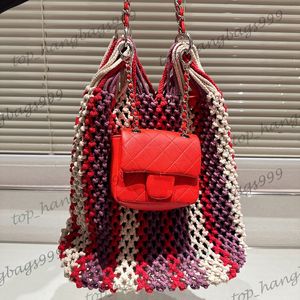 Brasse de luxe rouge Vintage Red 2in1 Sacs composites de chaîne de tricotage en fil avec un mini rabat monte