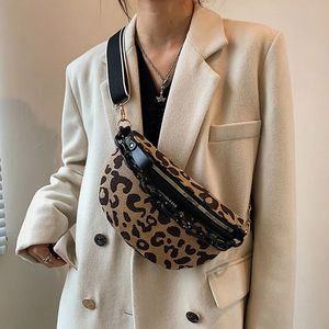 Sac de taille pour femmes sac de poitrine en toile de haute qualité mode sac à bandoulière imprimé léopard sac banane femme automne tendance sacs de ceinture 240306