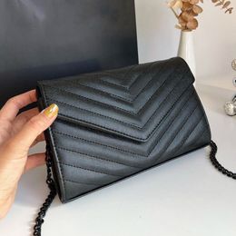 portefeuille pour femmes sac à main noir caviar gol chaîne 23cm rabat classique sac à bandoulière comme sacs de créateurs woc fashionl satchel