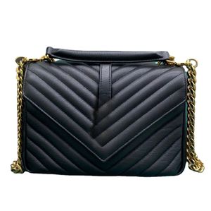 Portefeuille femme noir sac à main Caviar chaîne en or 23 cm classique rabat épaule bandoulière sacs de créateur Woc sac mode K3