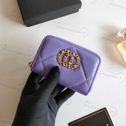 Porte-cartes de portefeuille pour femmes Designer Portefeuille de luxe de luxe Porte-monnaie à glissière Porte-monnaie en peau de vache Caviar Motif granulaire Titulaire de la carte en peau de mouton Diamant exquis Mini sac à main