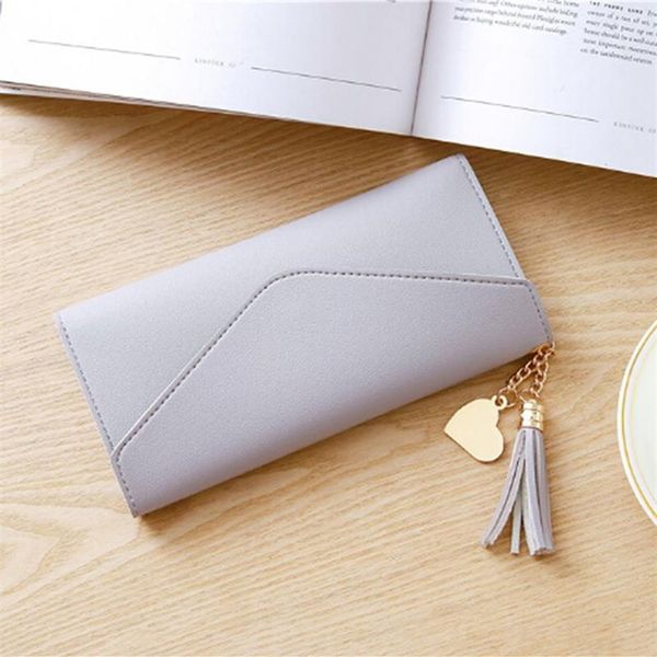 Portefeuilles pour femmes Simple sac à main avec fermeture éclair noir blanc gris longue pochette en cuir portefeuille souple PU porte-cartes en cuir sac d'argent 307T