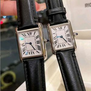 Klassiek kwarts horloge mode dames kijken lederen band roestvrijstalen kast hoogwaardige horloge square heren horloge