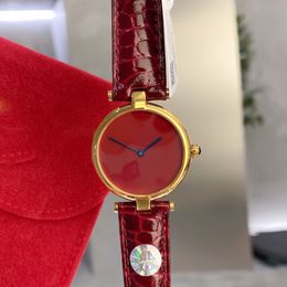 Reloj para mujer Reloj de pulsera medieval de disco Movimiento de cuarzo Cristal de zafiro Espejo Correa de piel de vaca Boda y compromiso vintage Regalos del día de San Valentín