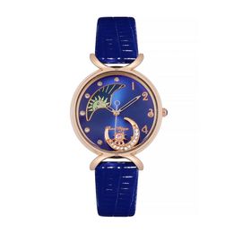 Dameshorloge luxe merk Move Moon Quartz Watches voor damesarmband lederen polshorloge Montre Femme 240318