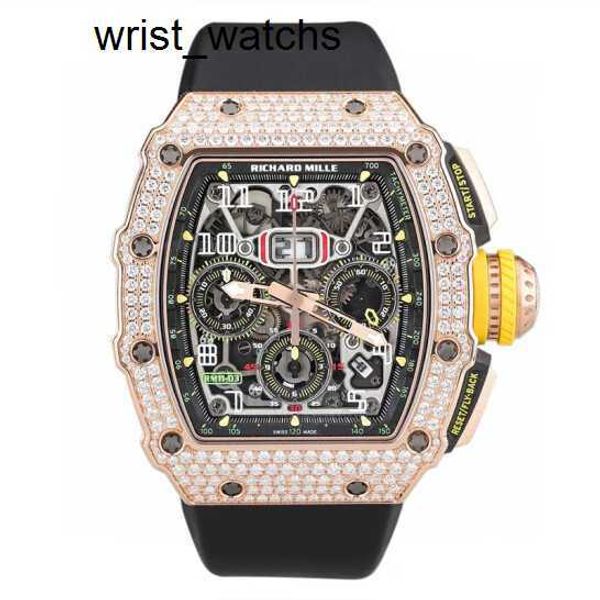 Montre femme RM montre-bracelet Richardmilli montre-bracelet RM11-03 Original diamant ensemble chaîne chronographe 18K or Rose diamant ensemble
