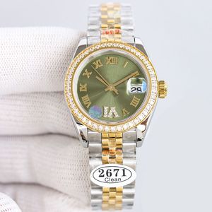 Dameshorloge Zwitsers automatisch mechanisch 2671 uurwerk Volledige diamanten horloges 28 mm saffier 904 roestvrijstalen band Zwemhorloge Lichtgevend waterdicht