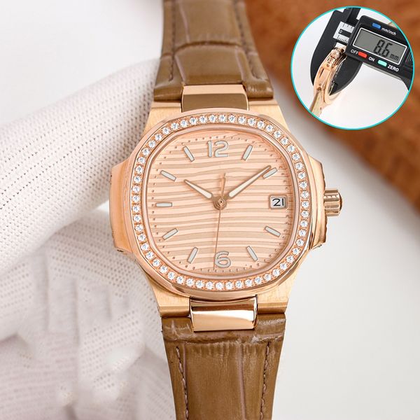 Montre pour Femme Ultra Mince Automatique 324SC Mouvement Mécanique 35,2 mm Montre Saphir Boîtier en Céramique Bracelet en Acier Inoxydable Multifonction Business Luxe Étanche