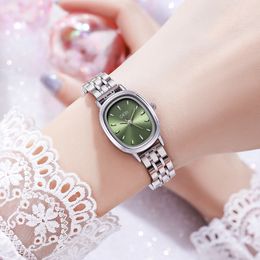 Dameshorloge horloges van hoge kwaliteit luxe mode waterdicht quartz-batterij ovaal groen kleine plaat roestvrij staal 22 mm horloge