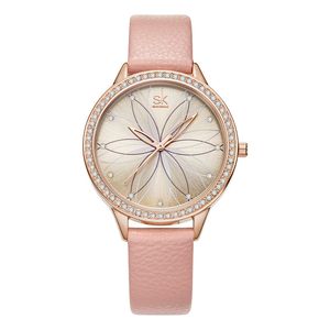 Dameshorloge Horloges van hoge kwaliteit Luxe Mode Elegante met diamanten ingelegde driedimensionale bloemblaadje wijzerplaatriem Quartz-batterij waterdicht 34 mm horloge
