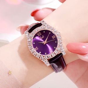 Montre femme montres haute qualité luxe ceinture élégant diamant mode quartz-batterie cuir 33mm montre