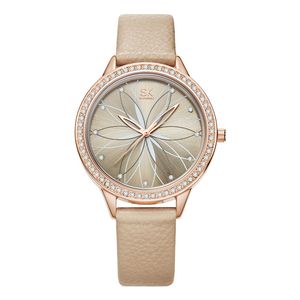 Dameshorloge Horloges hoge kwaliteit Luxe Elegante met diamanten ingelegde driedimensionale bloemblaadje wijzerplaat riem horloge montre de luxe geschenken A87