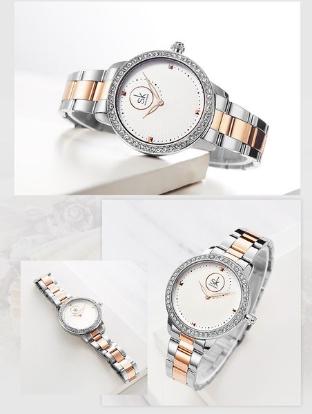 Montre pour femme montres de haute qualité luxe édition limitée quartz-batterie sertie de diamants spirale fil de mer cadran bracelet en acier étanche 36mm montre