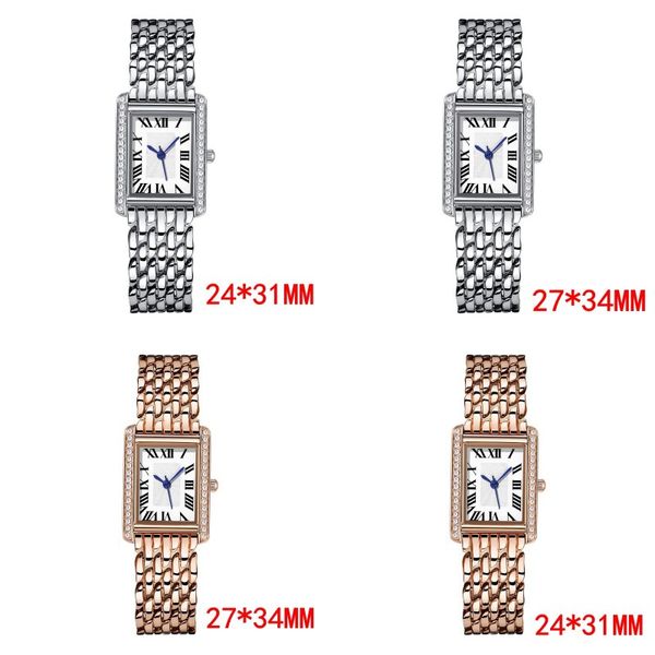 Relojes para mujer para damas, reloj de diseñador, relojes cuadrados con movimiento de cuarzo, reloj de tanque vintage de oro rosa, montre de luxe business con caja sb070 C4
