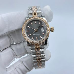 Montres pour femmes pour femmes Montre de diamant de luxe Automatique Mécanique 28mm Montre étanche en acier inoxydable Montre-bracelet en saphir lumineux Montre de luxe