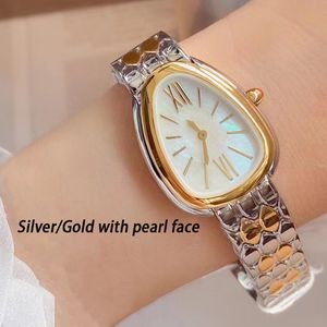 Relojes para mujer Reloj de cuarzo dorado de lujo para mujer Cara de perla Relojes de pulsera de diseño de acero inoxidable Relojes impermeables para mujer montre de luxe