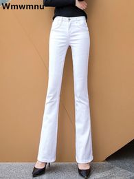 Femmes blanc 80% coton pantalon denim mamans fomal skinny stretch jeans tendance bonbon couleur mince pantalon cowboy ol pantalones 240403