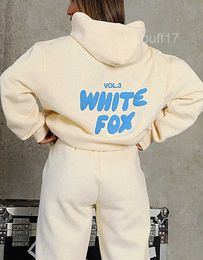 Womens White Fox Hoodie Sets Dames Twee 2-delige set Dames Heren Kleding Sportieve Pullover Capuchon 12 Kleuren Designer Trainingspak Lente Herfst Winte G19H