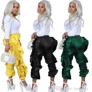 Womens Wide Leg Pants Designer 2023 New Solid Wood Ear Edge Drawstring Casual Pantalon Loose Leggings