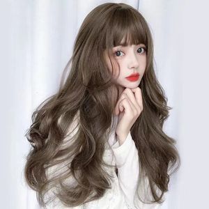 Wig Hair long Hair Natural Full Hair Set Coiffure bouclée Big Wave Hairstyle Play-Playing Hair Set with Bangs Multi-Color Options 240520