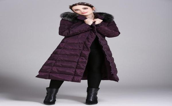 Chaqueta larga de invierno para mujer, Parkas de plumón de pato, capucha de piel de zorro Real, prendas de vestir cálidas para mujer, abrigo con capucha de talla grande S5XL, grueso para exteriores 6572017