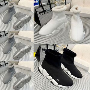 Dames wintersnelheid gerecycleerde 3D gebreide sokken sneakers warm zacht comfortabel eenvoud HEREN sportschoenen ontwerper zwart klassiekers merk