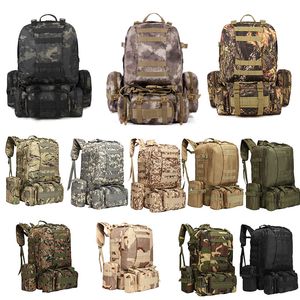 Esportes ao ar livre tático atualizado caminhadas camuflagem saco 55l mochila pacote mochila assalto combate molle NO11-014