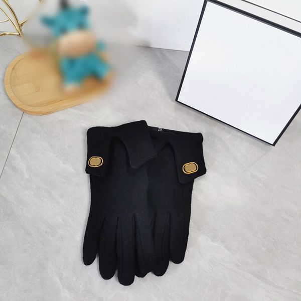 Guantes De Lana De Invierno Para Mujer Guante De Conducción A Prueba De Frío Letra Doble C De Lujo Cuna Para Dedo Guantes De Forro De Felpa Cálidos De Moda De Otoño E Invierno