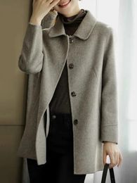 Mélange de laine pour femmes, veste en laine, mode française, manteau chaud élégant, manches longues, froid, automne et hiver, 231023