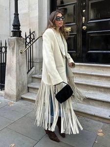 Femmes laine mélanges automne solide gland manteau de laine femmes revers manches longues avec manteaux de poche femme mode Streetwear pardessus 231114