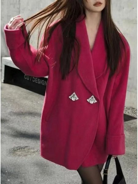 Mélanges de laine pour femmes automne hiver Style coréen vestes courtes en laine cheveux de lapin dames à la main double boutonnage lâche femmes manteaux 231019